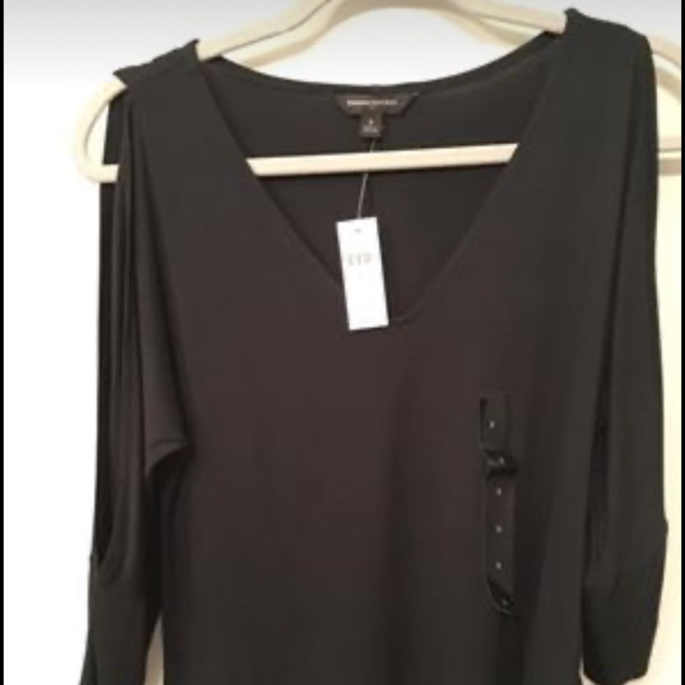 Cold shoulder black new top 3/4 sleeves